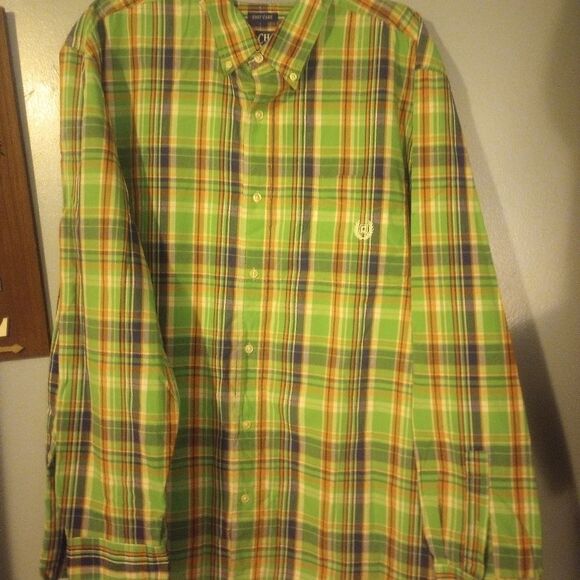 Chaps Ralph Lauren plaid long sleeve button down with front pocket 2X - Picture 2 of 9